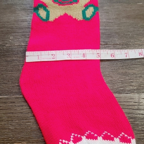 Vintage 80s Kawaii Teddy Bear Christmas Knit Extra Long Stocking 25" - Picture 4 of 9
